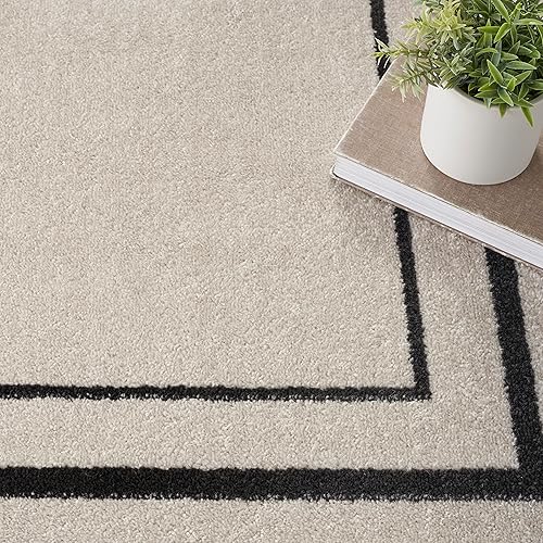 Vista 203 de Nourison Home Essentials - Alfombra contemporánea de 5 x 7 pies, color marfil/negro