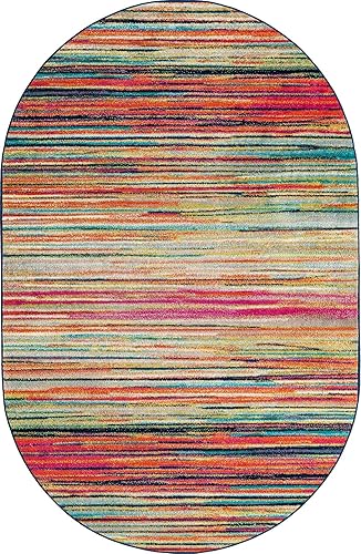 Miniatura 3 de Unique Loom Azalea Collection - Alfombra de área Kehr (Ovalada 5 pies 3 pulgadas x 8 pies 0 pulgadas, turquesaverde azulado)