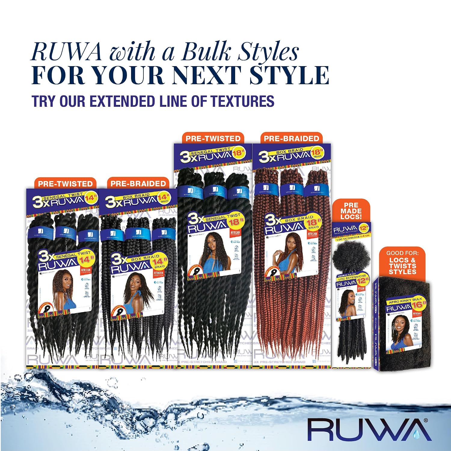 Sensationnel Ruwa bulk braiding hair – afro kinky 16 inch water repellent kanekalon fast dry synthetic braid for locs,twists hair styles (613 BLONDE)