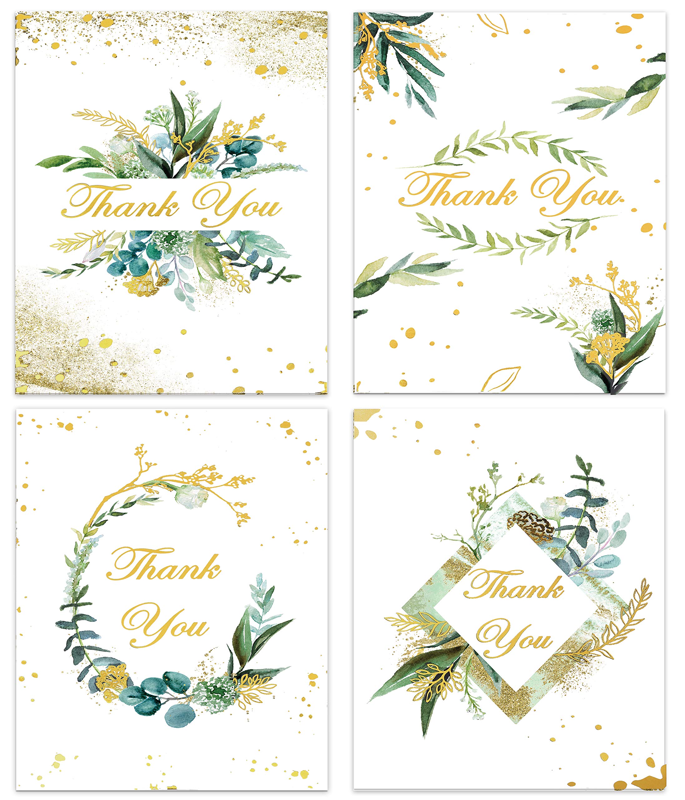 SUPREME IMPRESSION Thank you Cards with Envelopes - Include Stickers, 36 Pack Watercolor Floral & Gold Foil Notes Card Assortment Perfect for Wedding, Bridal Shower, Baby Shower, Birthday