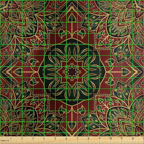 Miniatura 3 de Lunarable The Yard, Nature Ethnicity Eastern Art Fashion Tradition Flora, tela de satén decorativa para textiles para el hogar y manualidades, 1