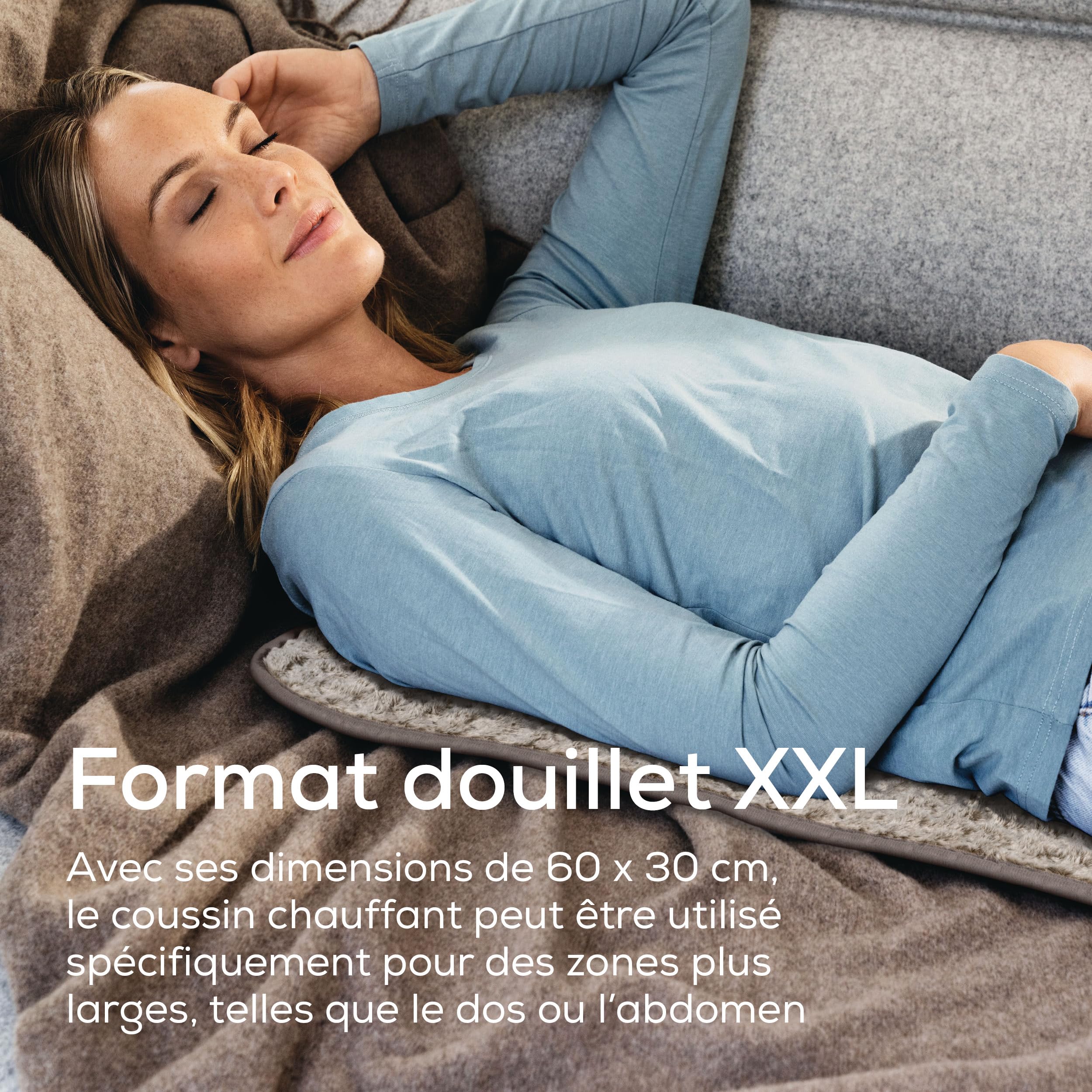 Beurer HK 123 XXL Nordic Coussin chauffant en peluche avec 3 niveaux de température et arrêt automatique, lavable en machine, fabriqué en Europe, format XXL 60 x 30 cm