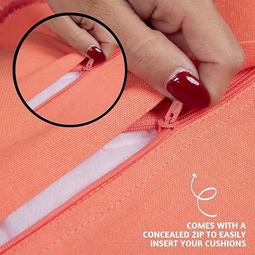 Miniatura 7 de Folkulture Fundas de almohada de 18 x 18 pulgadas, juego de 2 fundas de almohada festoneadas, fundas de almohada decorativas para sofá para sala de