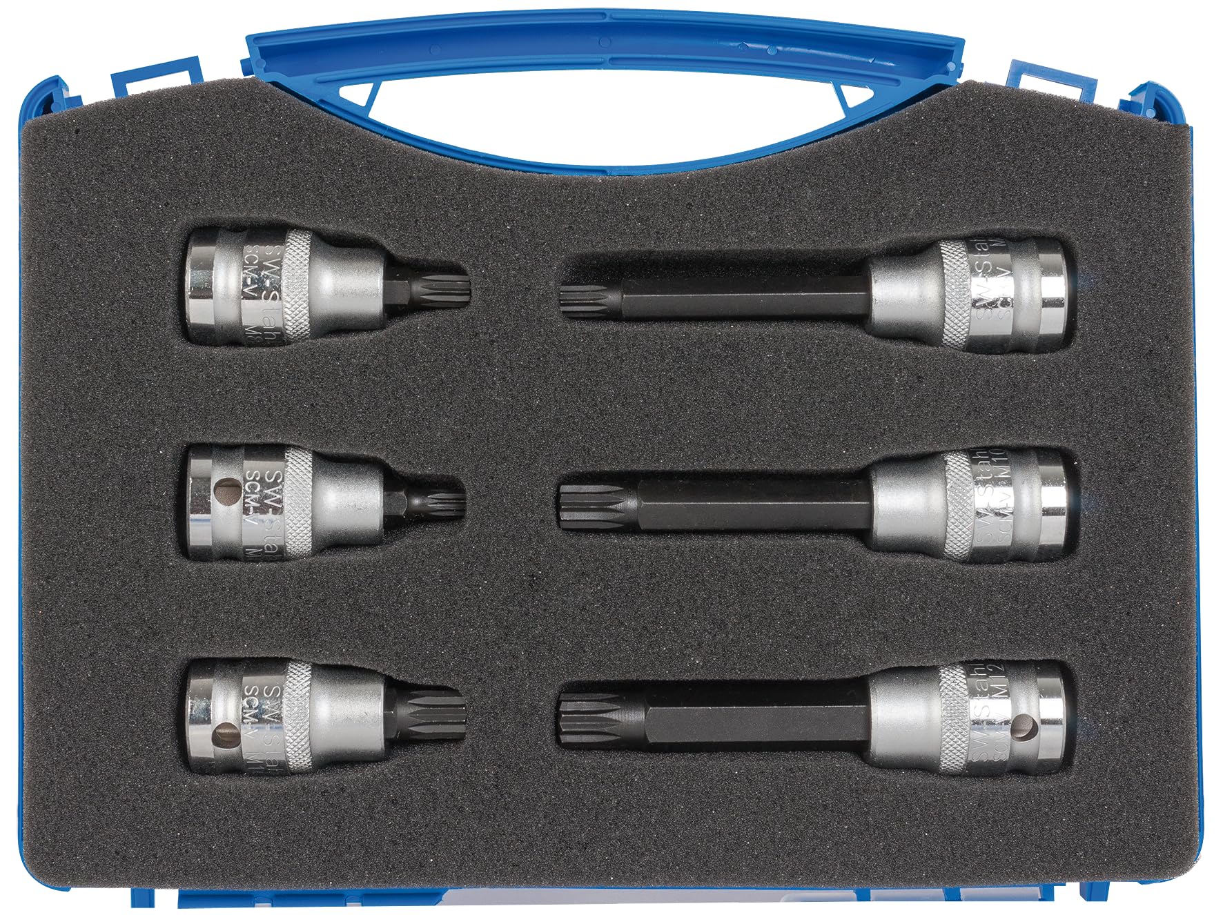 SW-Stahl S5106 Set Chiavi a Bussola XZN 1/2 Pollici, 6 Pezzi | Kit bussole millerighe in acciaio per officina, inserti per viti XZN, compatibile con vari modelli di veicoli e cricchetti