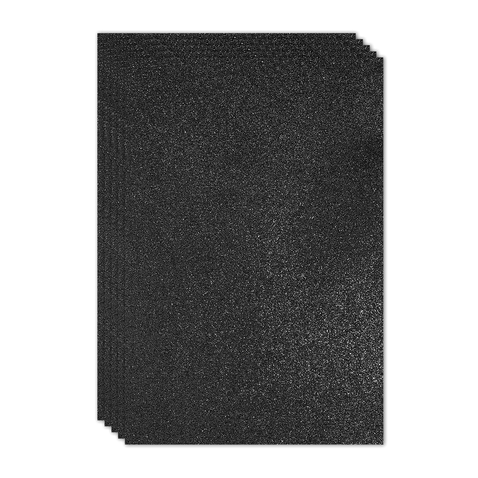 PATIKIL Black Shiny EVA Glitter Foam Sheet 11.8 x 7.9 Inch 2mm Thick Sparkle EVA Glitter Felt for Crafts DIY Project 5 Pcs