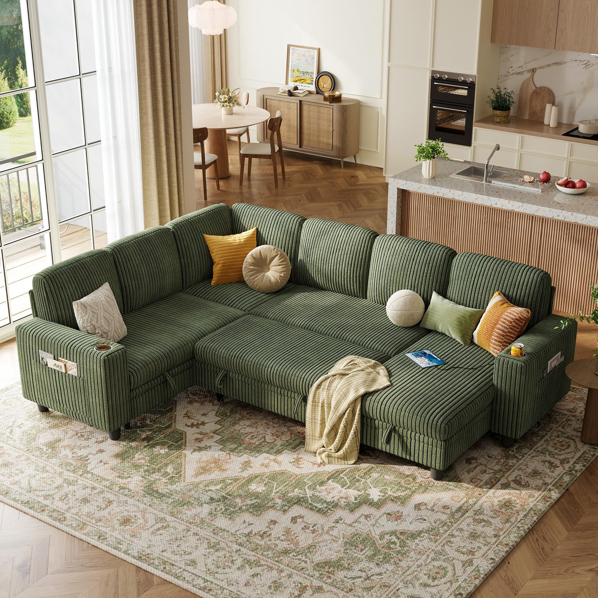 LINSY HOME Sectional with Pull Out Bed