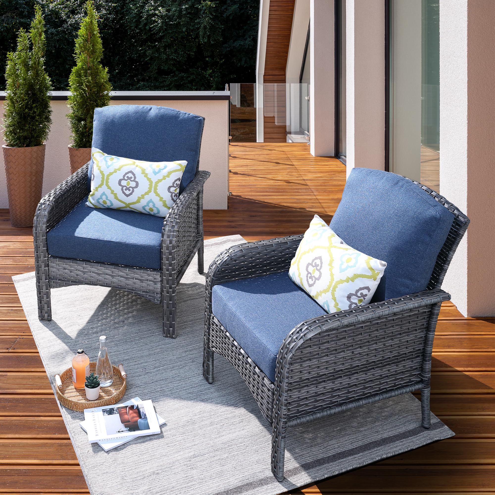 ovios 2 Pieces Patio Furniture Set, Outdoor Wicker Chairs of 2, All