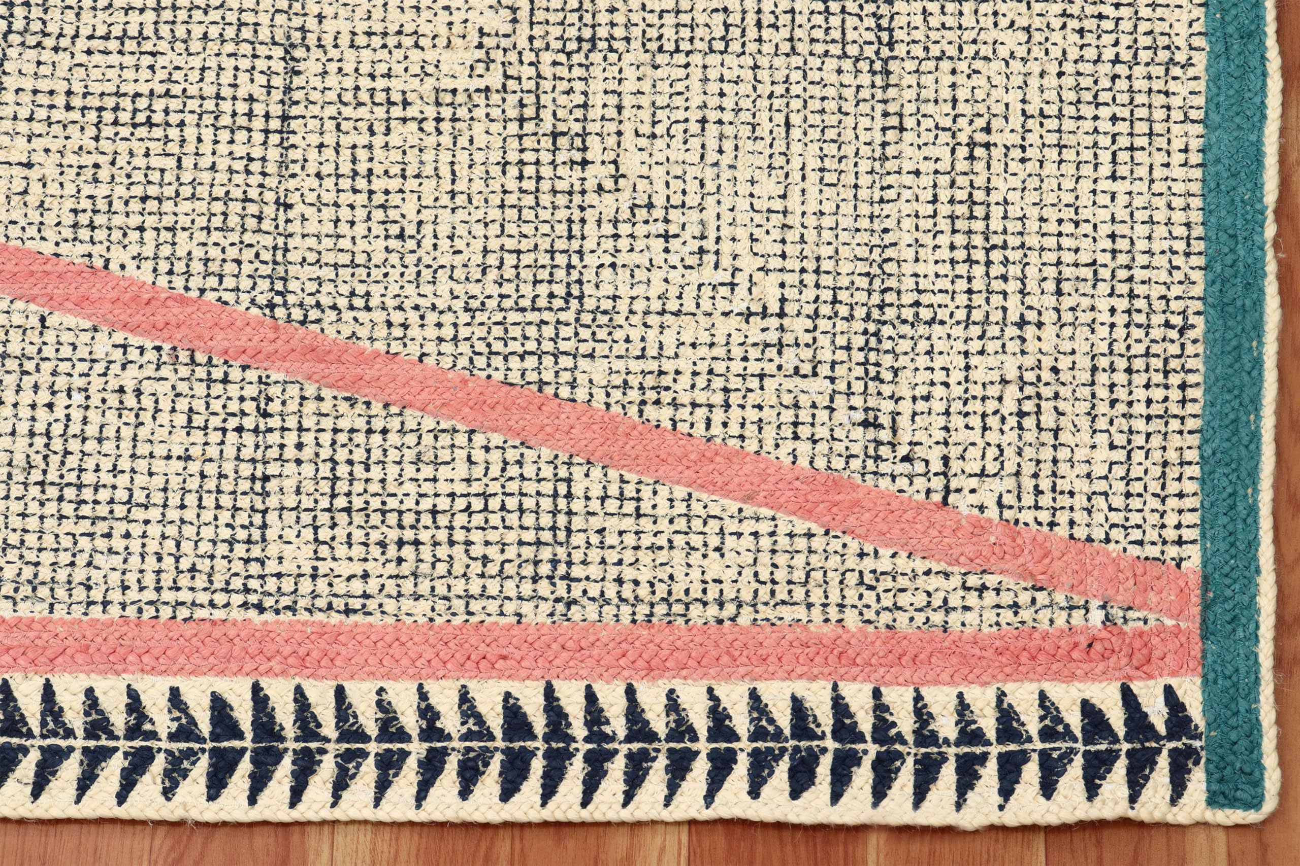 Tappeto kilim intrecciato blu in iuta con blocco a mano in iuta, pulito, tessuto a mano, a trama piatta, per casa, atrio, corridoio, hotel, feste, corridoio e scale