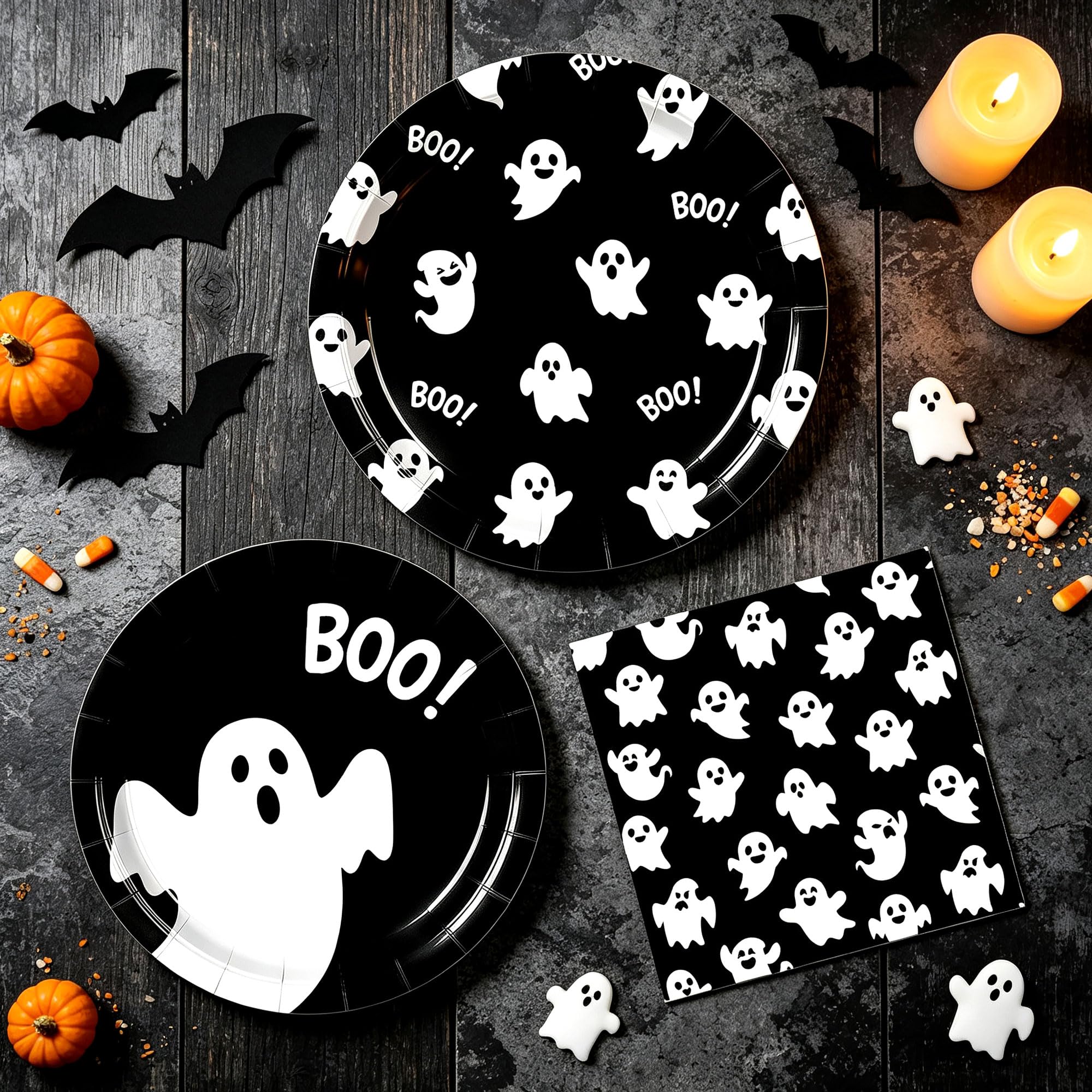 Halloween Ghost Plates Napkins Little Boo Themed Party Table Supplies
