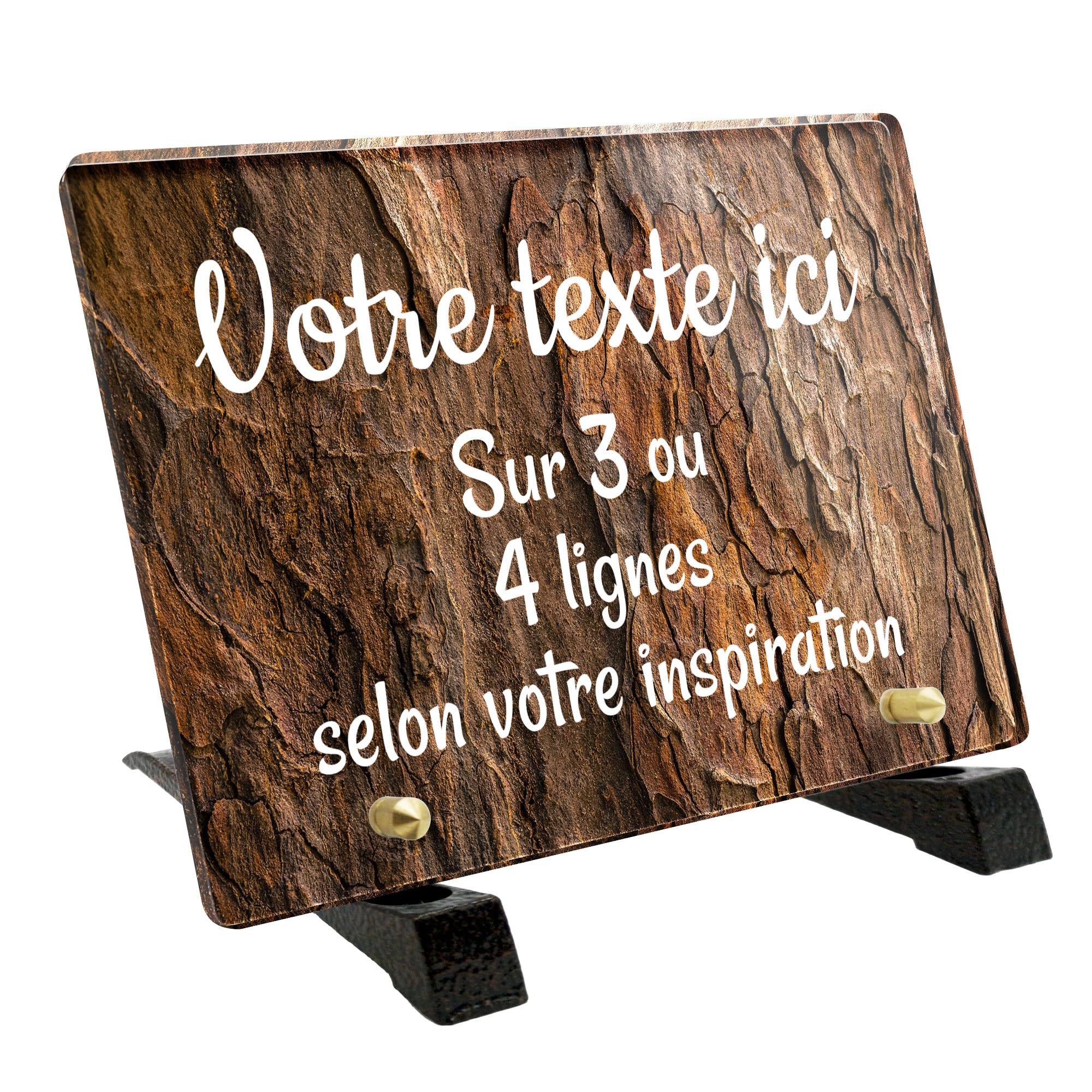 Mygoodprice Personalizowana płyta nagrobna z pleksi wzór kory drzewa, 20x15 cm, grubość 6mm, spersonalizowana 1 do 4 linii