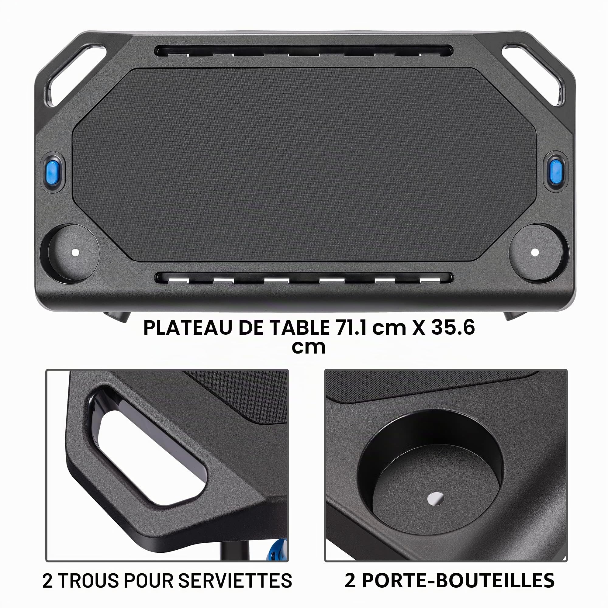 CXWXC Table de Dressage à roulettes avec roulettes verrouillables, réglable en Hauteur, Bureau avec Une Surface de Travail en Caoutchouc antidérapante, 2 découpes pour Tablette ou Smartphone