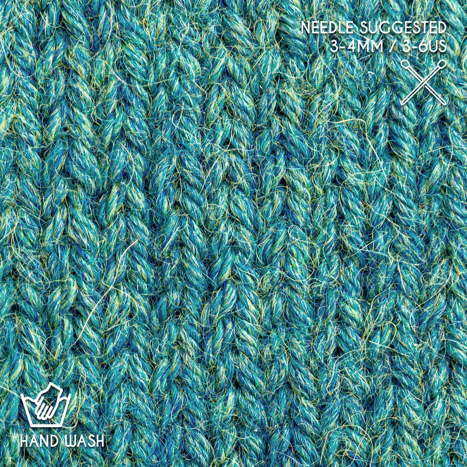 Worsted Set (6 x 1.75 oz) Super Soft Baby Alpaca Knitting Yarn Blue Green 656 Yards
