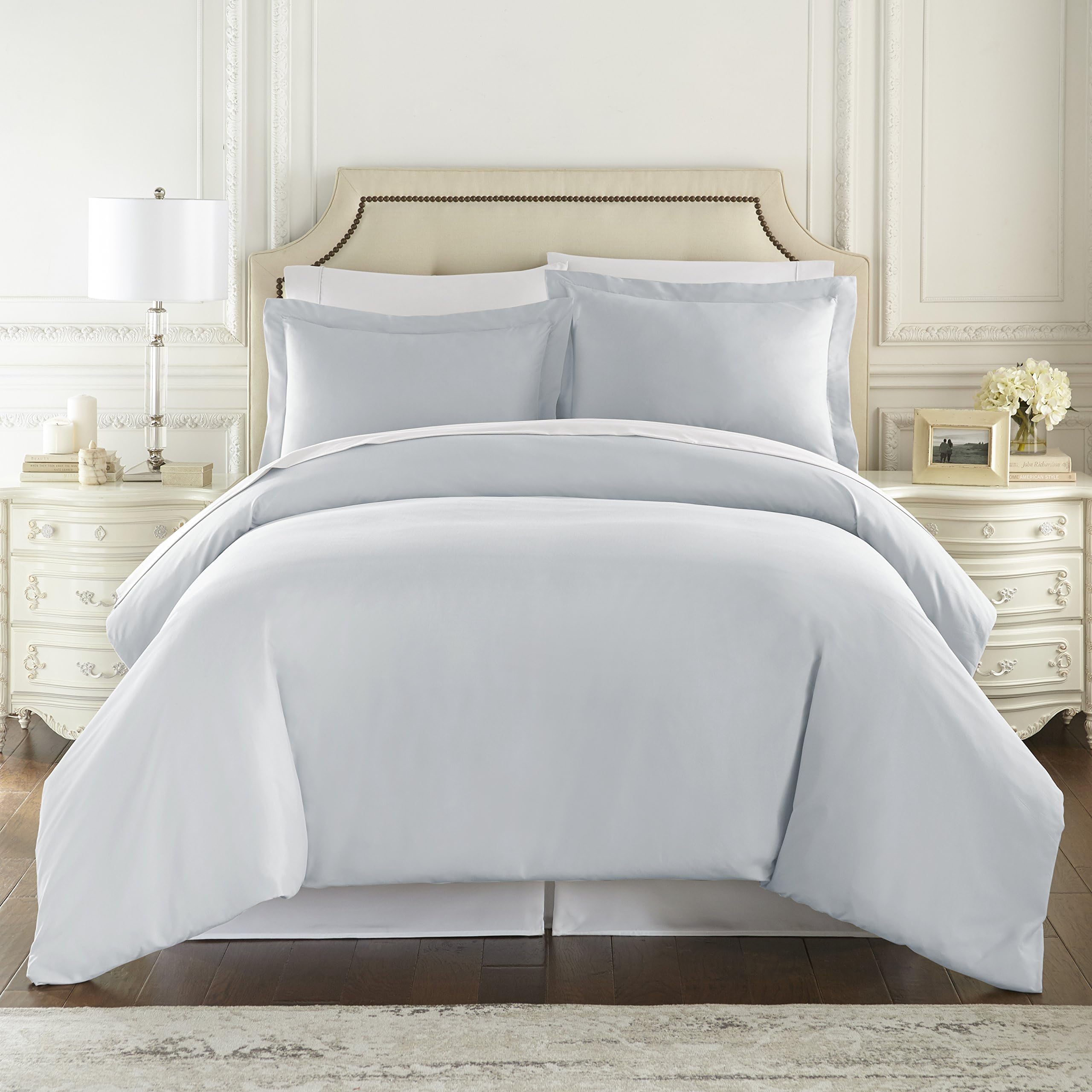 HC Collection Duvet Cover - Ice Blue King Size Duvet Cover - 3 Piece Soft Breathable Microfiber Duvet Cover Set with Zipper Closure & 2 Pillow Shams