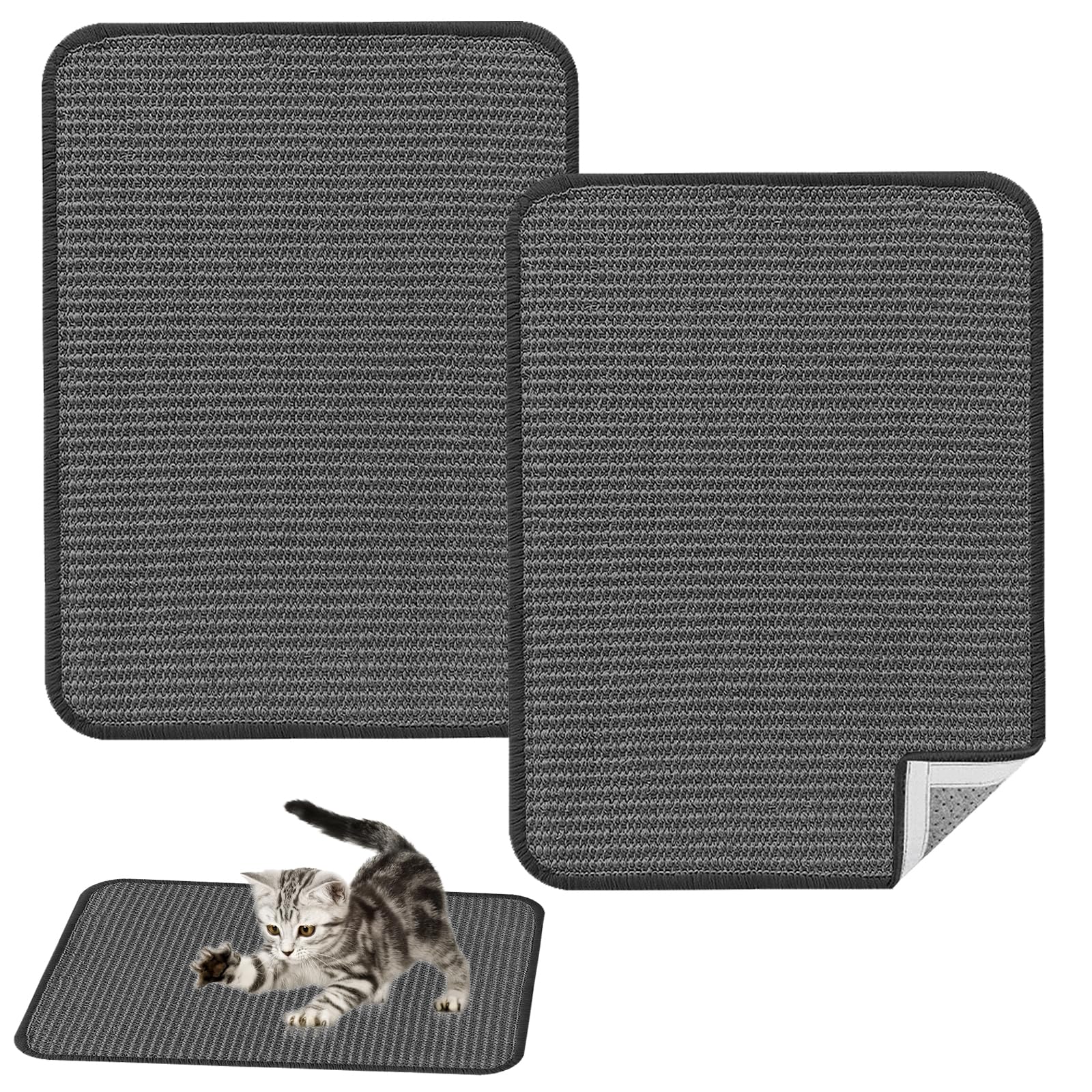 Tappetini Tiragraffi Per Gatti - 2 Pezzi In Sisal 25x50cm Grigio Con Base Antiscivolo - Foto 1
