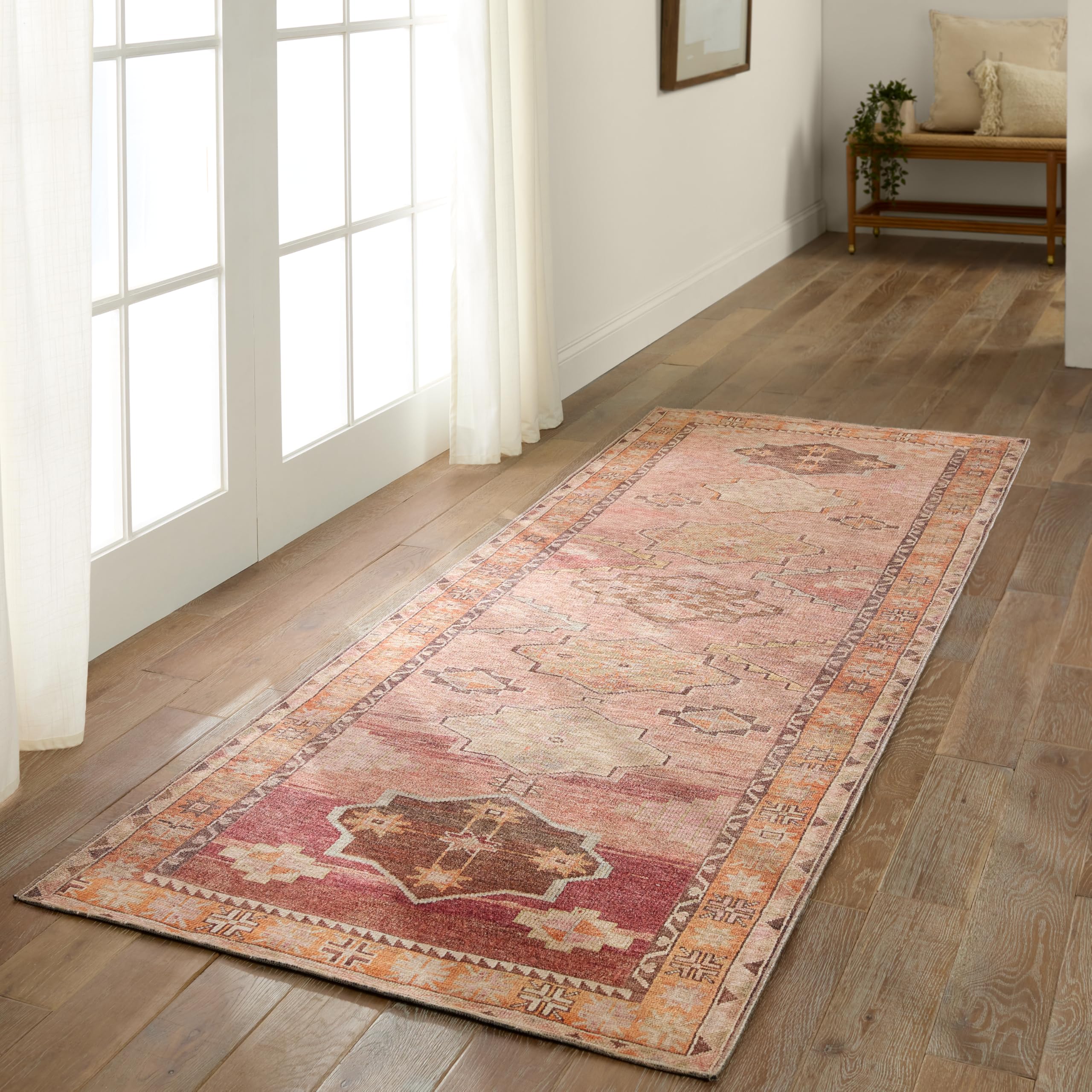 Jaipur Living, Machine Washable 3x5 Doormat, Non Slip, Orange/Pink Entryway Rug