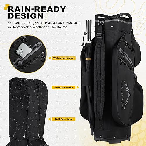 Miniatura 5 de UNIHIMAL Bolsa para carrito de golf, organizador de 15 vías con asas y cubierta para lluvia