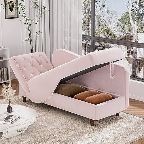 Miniatura 21 de Tumbona interior con almacenamiento, reposabrazos ajustable, silla de lectura reclinable, sofá cama con almohada, futón de terciopelo 3 en 1 para