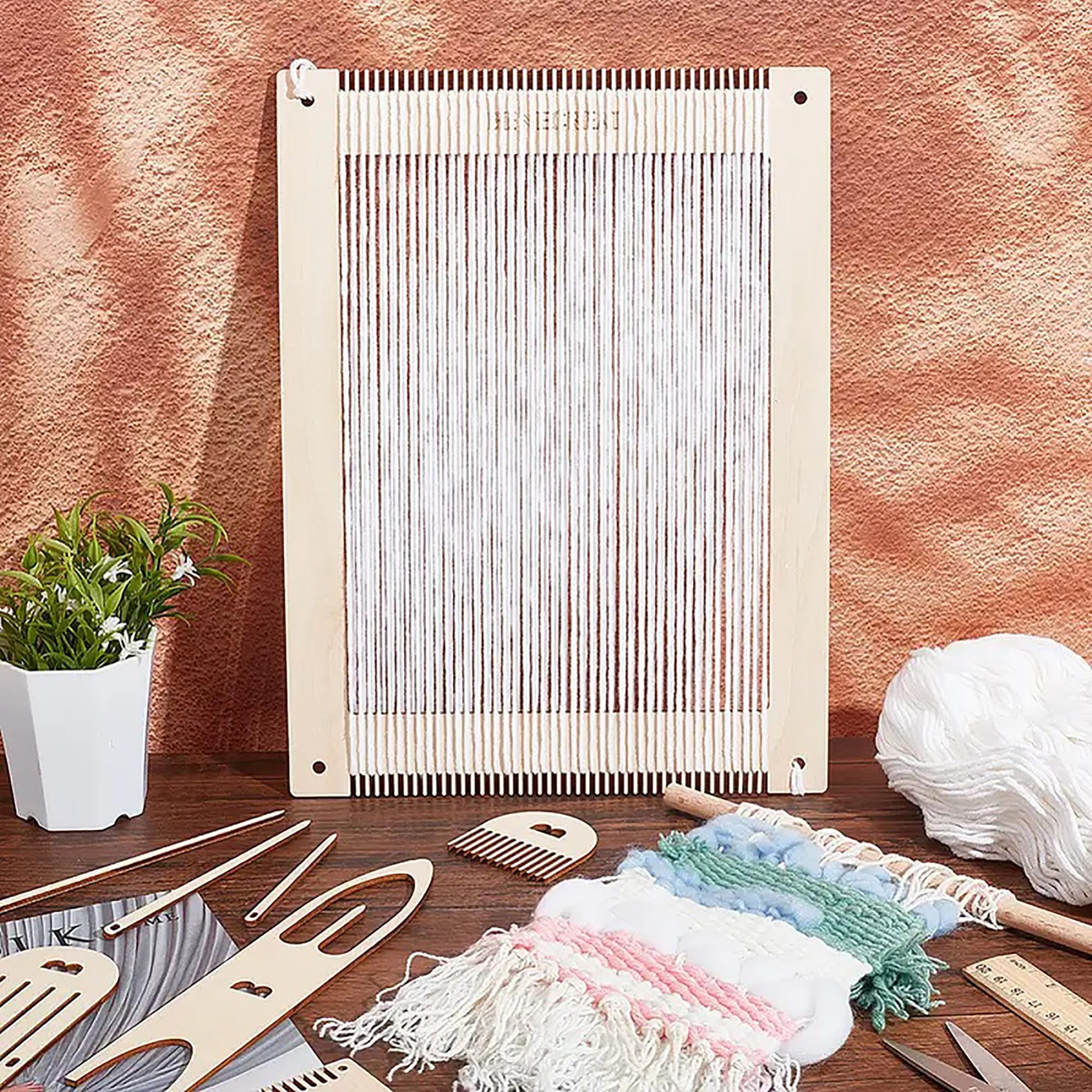 Cliths Wooden Weaving Loom Kit for Kids – DIY Loom Frame & Craft Machine Beginner Weaving Loom Craft Kit Loom Bands Making Set 1