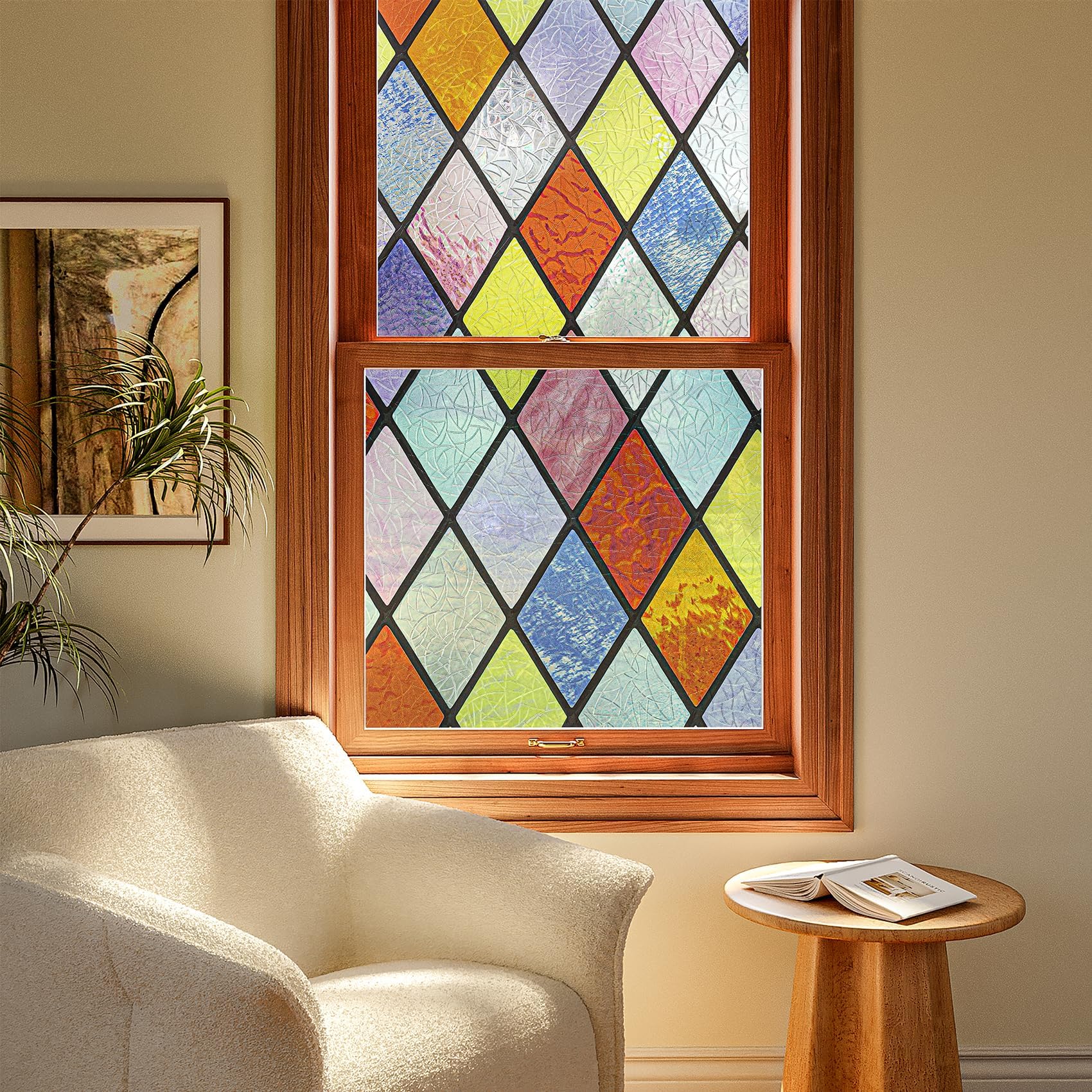 LaCheery Motivo Rombos Vinilos para Cristales Decorativos Vintage Electrostática 60cm x 400cm Impermeable Vinilo Ventana Baño Privacidad PVC Vinilos Mampara Ducha Ático Salón Comedor Reutilizable