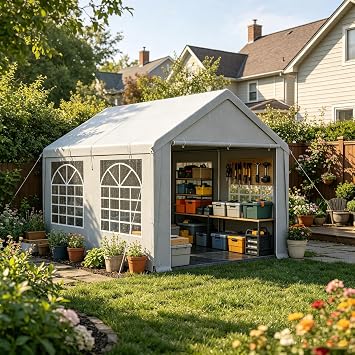 3X4 M Garden Gazebo Marquee with Sides, Heavy Duty Galvanised Steel, Waterproof and UV-Resistant, Quick Assembly, 4 Removable Sidewalls with Windows, Party Tent for Wedding, Festival,Grey
