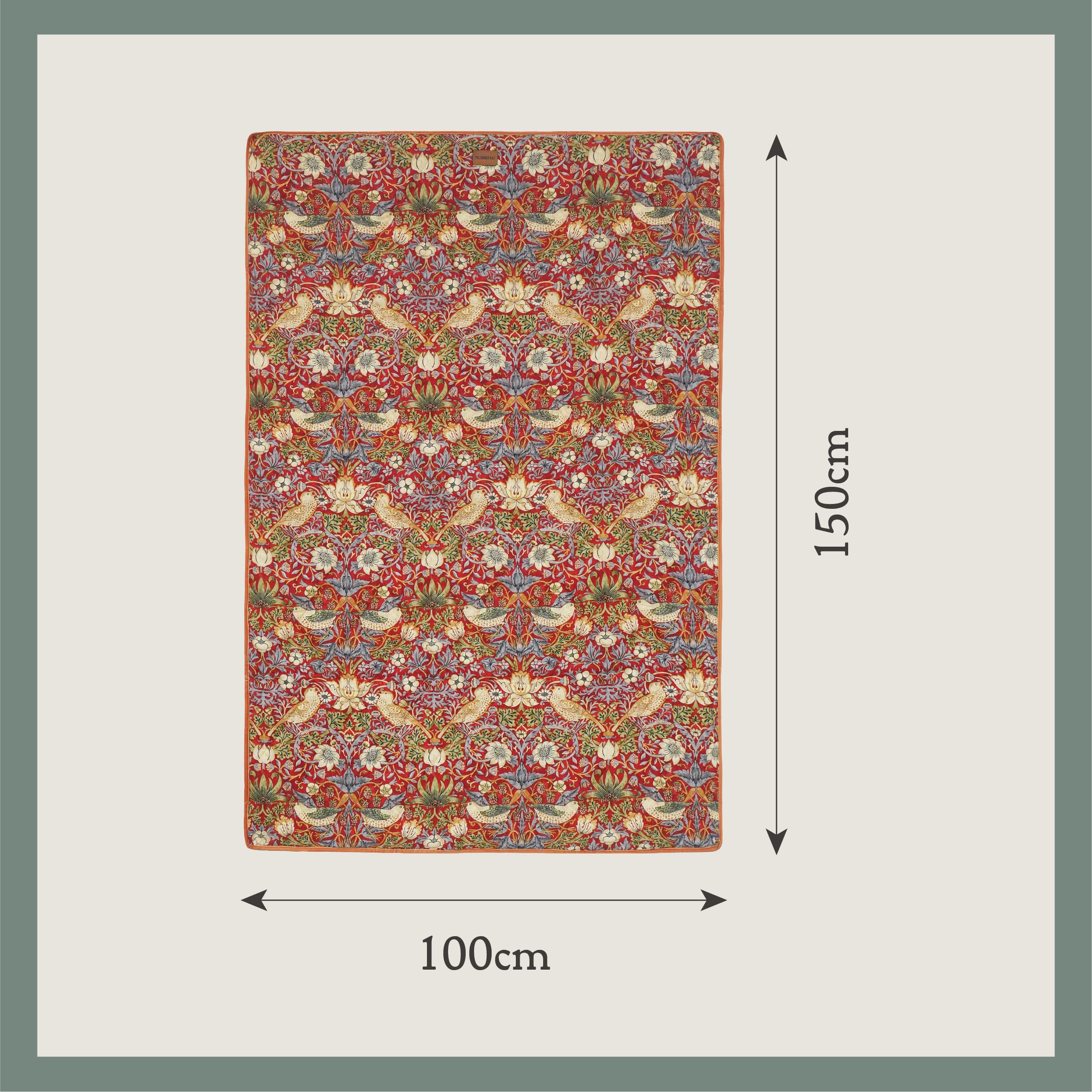 Rosewood x Morris & Co. Haustierdecke, Erdbeerdieb, 150 x 100 cm, Burgunderrot