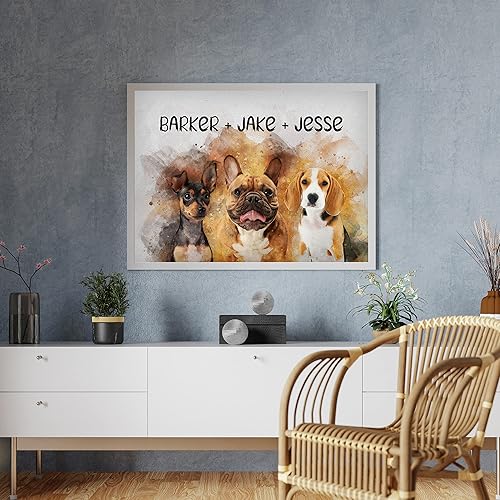 Miniatura 7 de Awesometik Pintura personalizada de múltiples mascotas Retrato de perro y gato Póster y lienzo Impresión Perro Mamá Mascota Pintura Acuarela