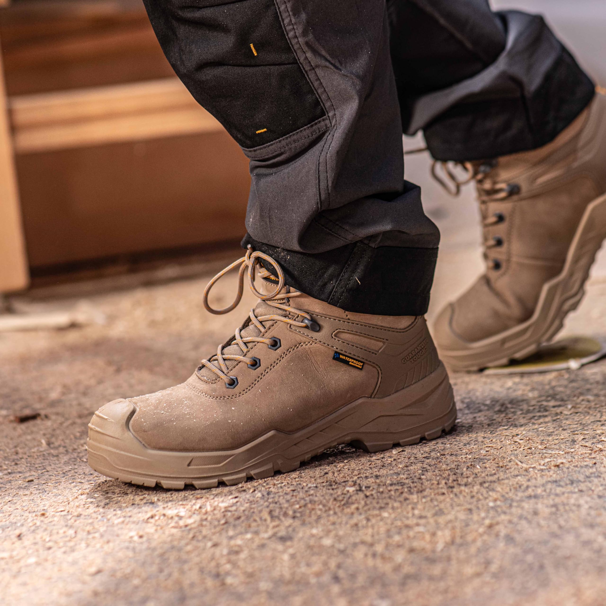 DEWALT Hayes - Botas de trabajo de seguridad impermeables para hombre, de cuero, puntera de acero