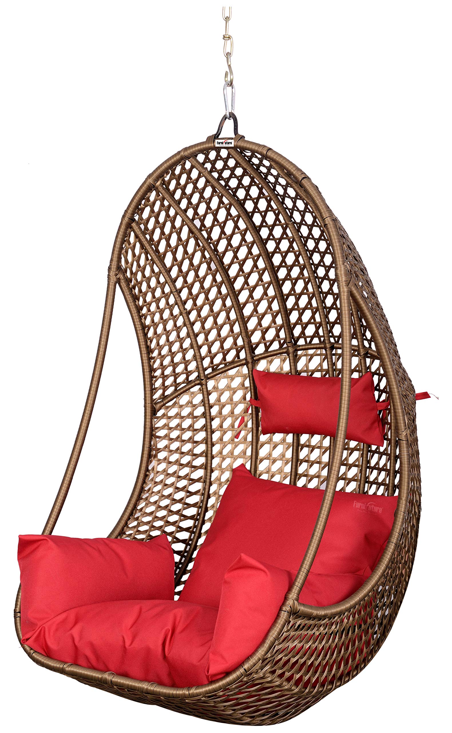 Sponsored Ad - Hammock Swing Chair Single Seater with Cushion and Accessories for Indoor Outdoor Use Hanging Jhula Matte Gold Finish
