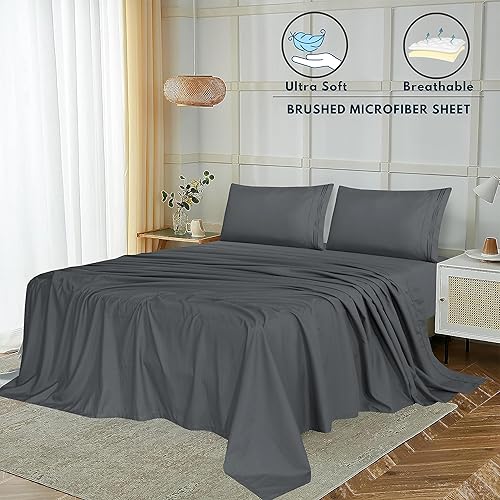 Miniatura 2 de RUVANTI Juego de sábanas tamaño King, lujosa ropa de cama de microfibra suave y sedosa, acogedora y cómoda, bolsillo profundo de 15 pulgadas (se