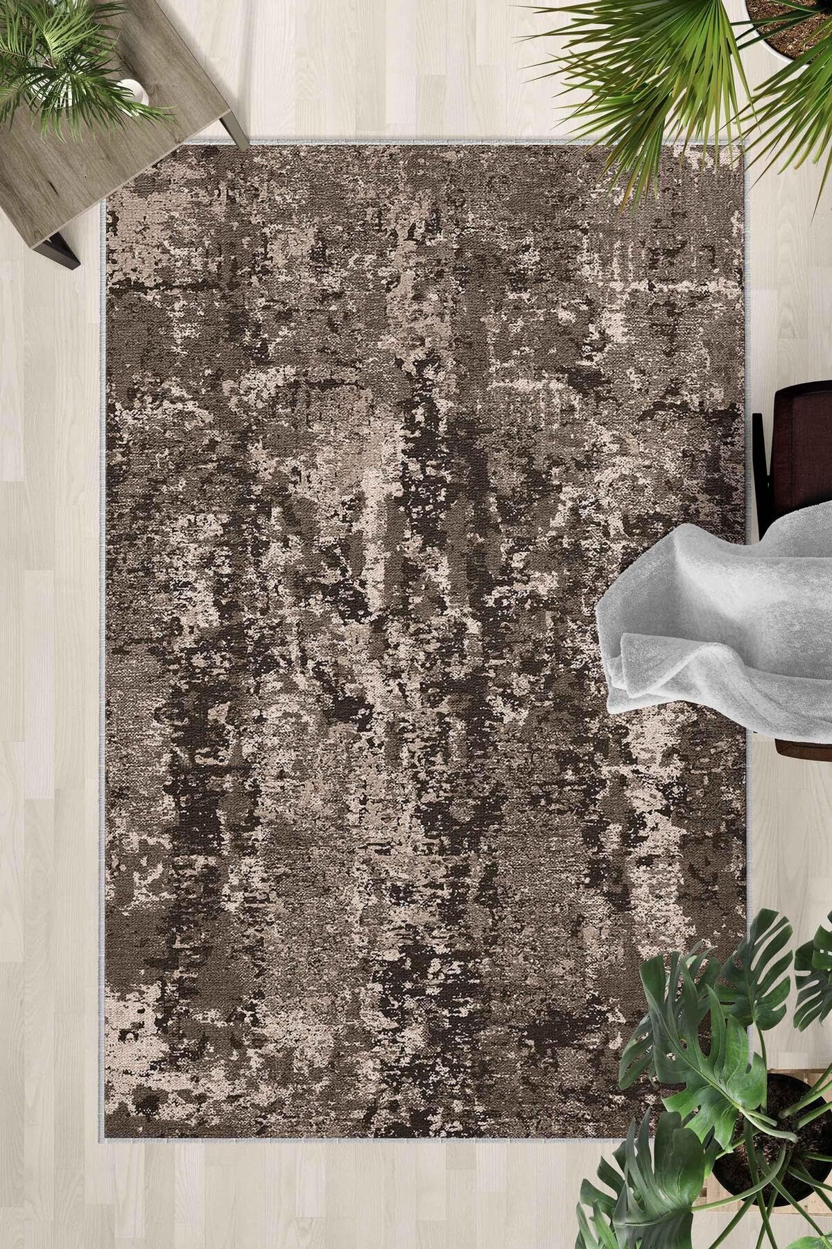 Monnhein Çok Renkli Halı 0084 - Yıkanabilir, Kaymaz Taban, Dijital Baskılı, Leke Tutmaz, İnce Hav, Modern Salon, Oturma Odası, Yatak Odası ve Mutfak için Dekoratif Halı