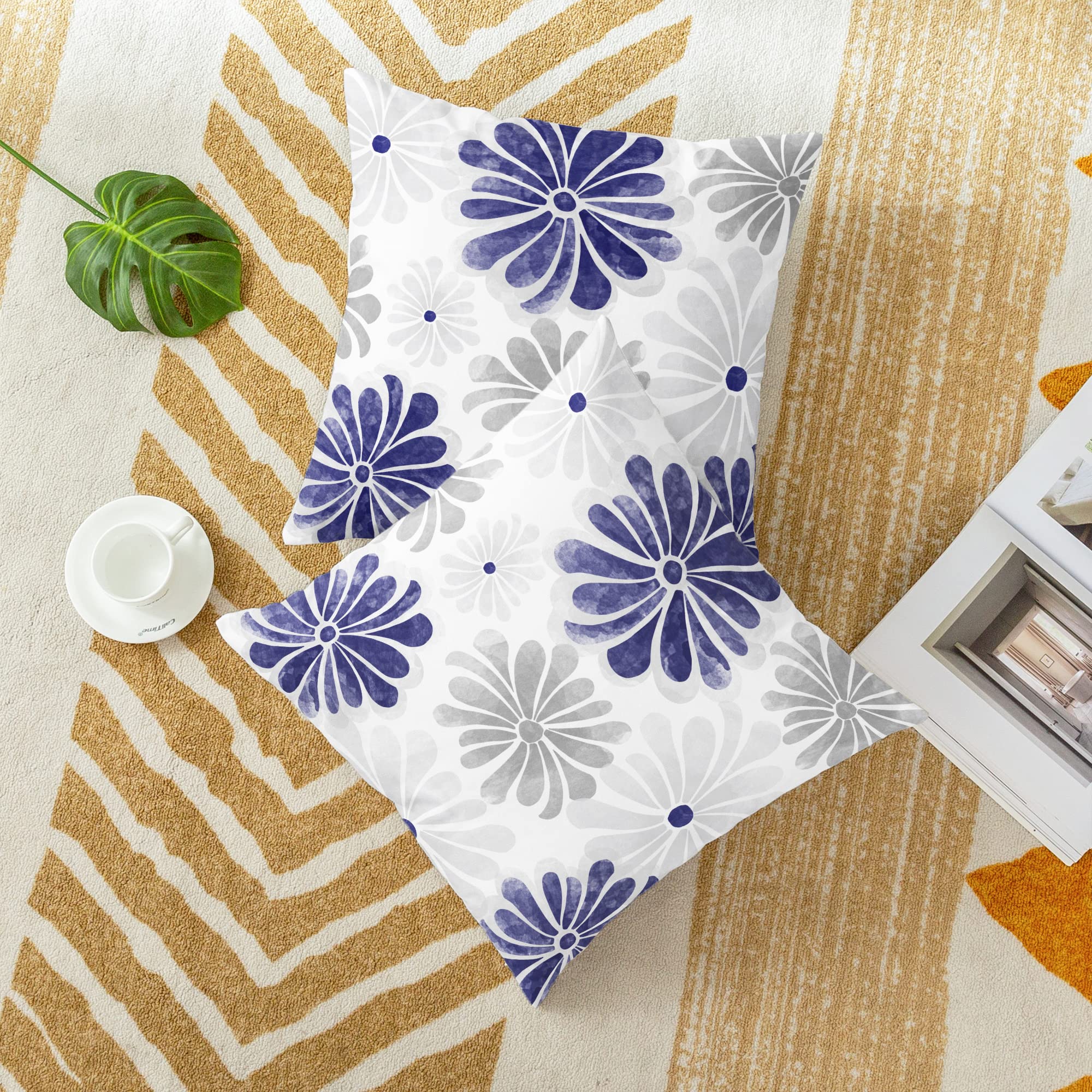 Homxi Set Federe 50 X 50 Cm Natale, Federa di Lino Fiocchi di Neve, Set Federe Nataliziegrigio Chiaro