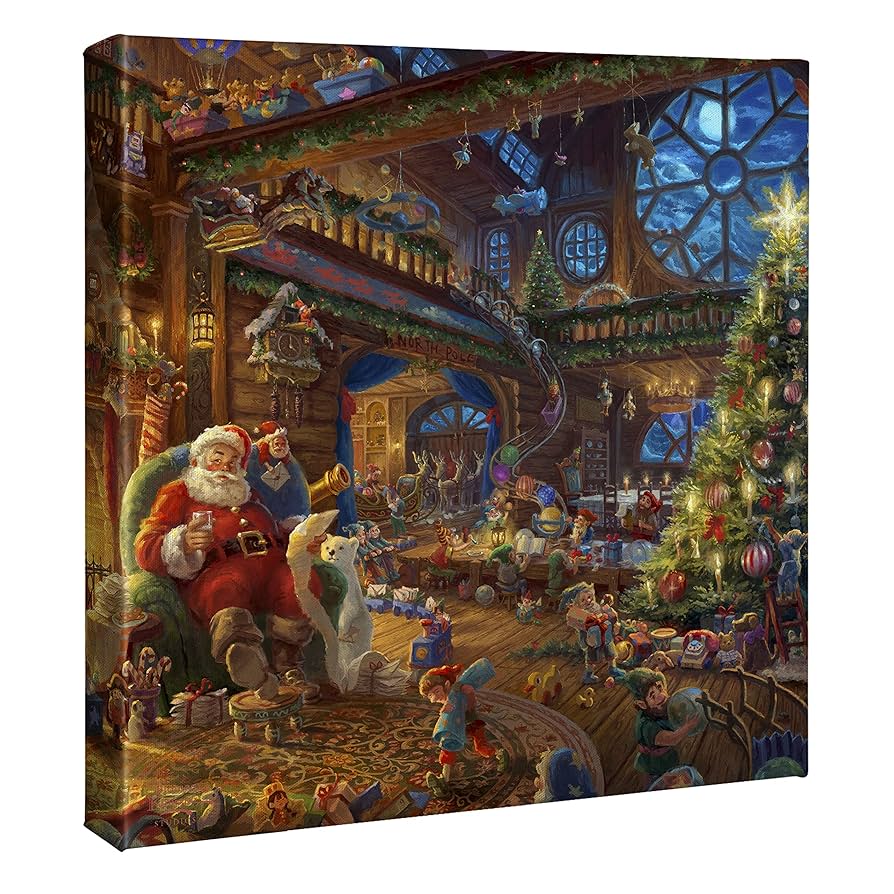 Amazon.co.jp: Thomas Kinkade Studios Santa's Workshop 14 x