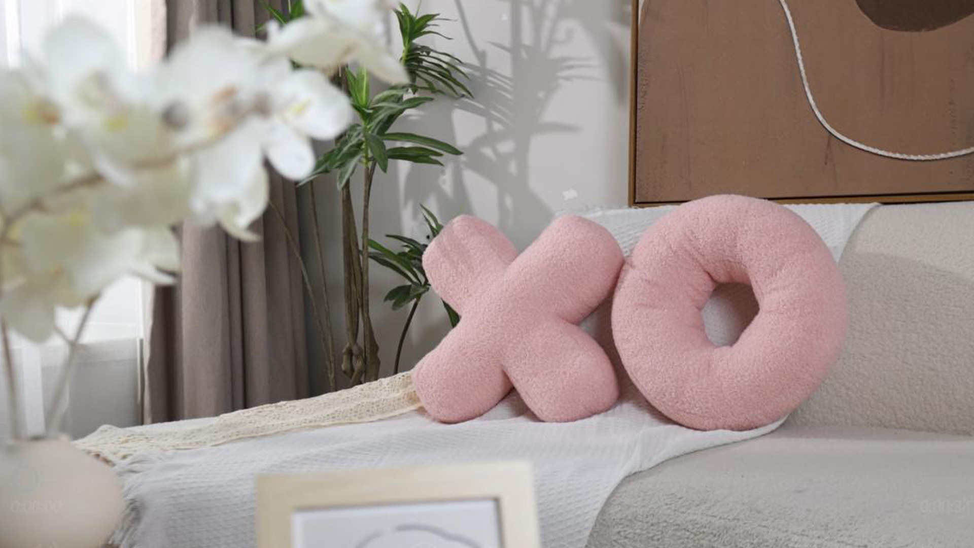 EastTree XO Love Pillow - 14x14 Inch, Wine Red, Ultra Soft Teddy Fleece, Valentine's Day & Wedding Decor - View #2