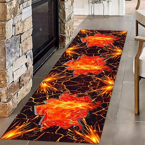 ZLXMN Red Flame Lava Runner 2x7ft