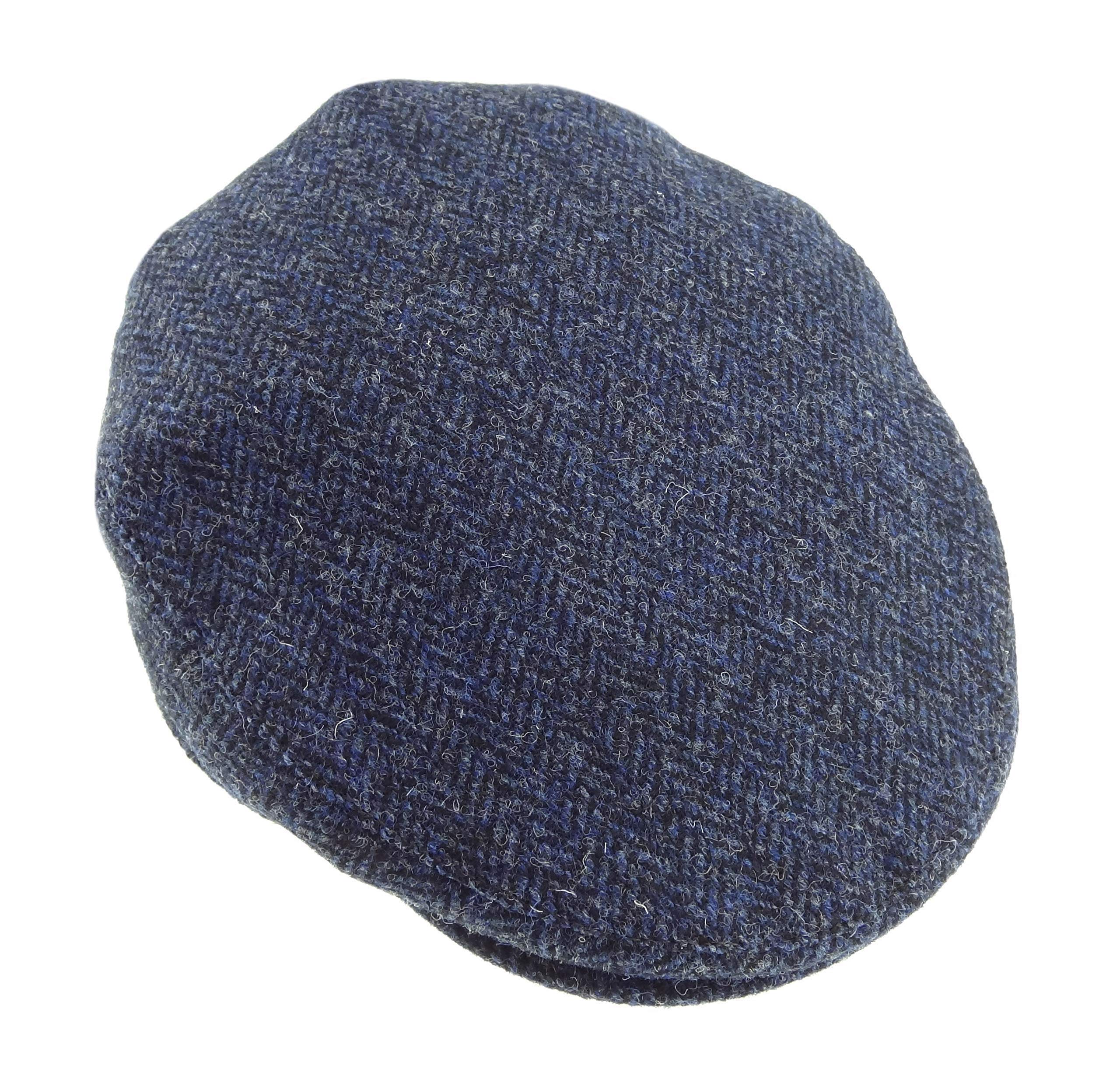 Highland Tweed Men's Navy Authentic Harris Tweed One Size County Flat Cap (Navy)
