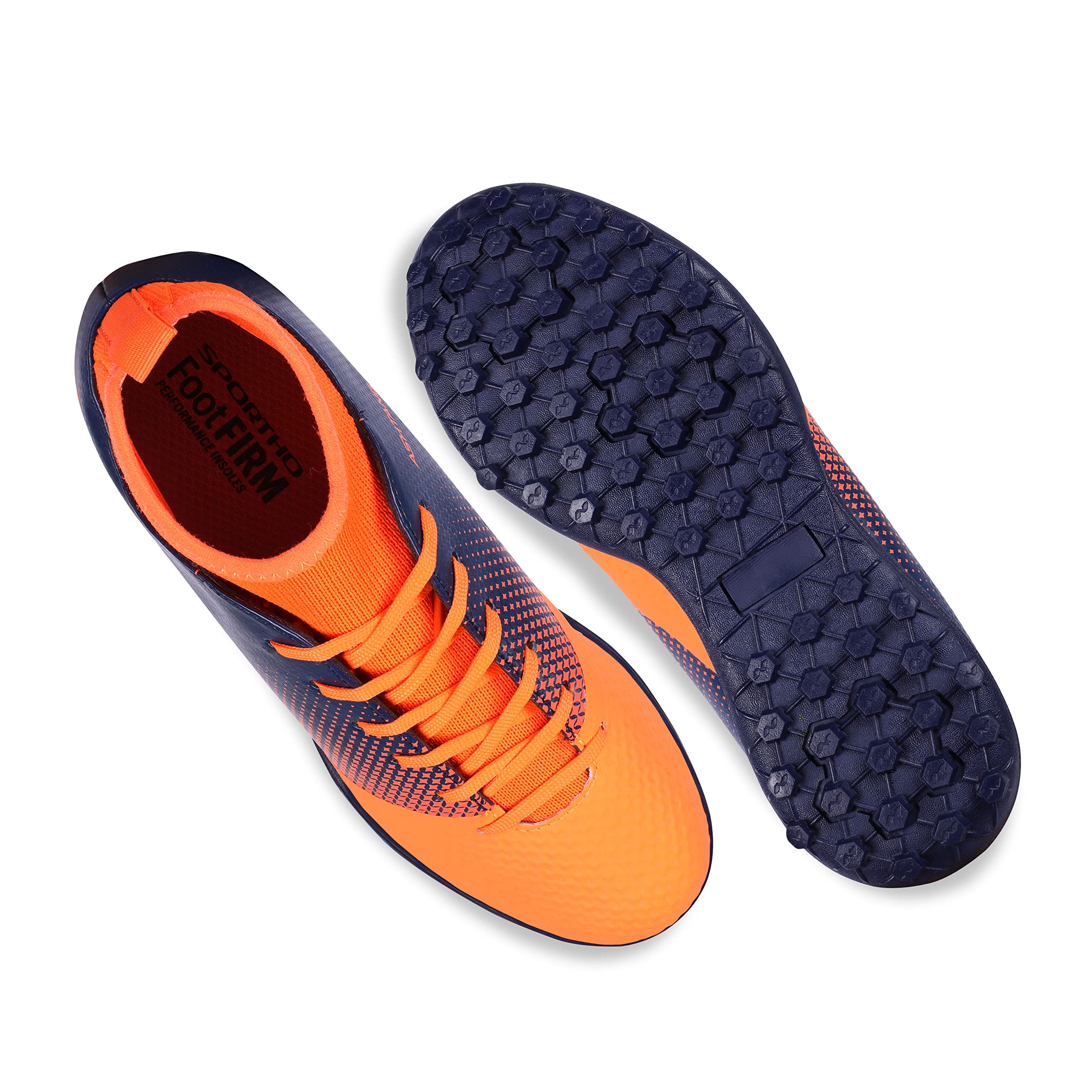 Nivia Ashtang Futsal Shoes for Turf Ground for Mens | Rubber Studs with PU Synthetic Leather Upper | Die Cut Light Weight Insole | Ideal for Hard Surfaces Artificial Turf Surfaces (F. Orange) UK-10 1