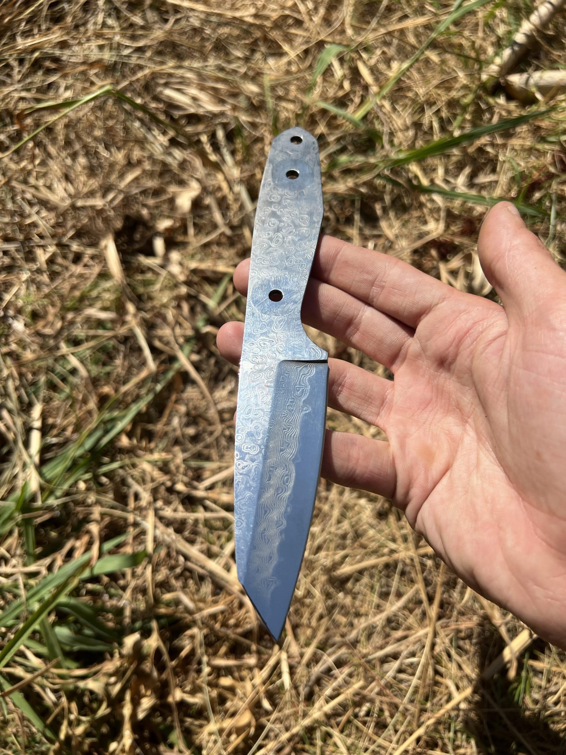 Coltello Lama Grezza Acciaio Damasco Creazione Coltellinaio Artigianato Fisso Caccia Collezione Custom EDC Attività Campeggio Artigianale San Mai Suminagashi Mano Regalo Uomo Full Tang Forgiato Estern