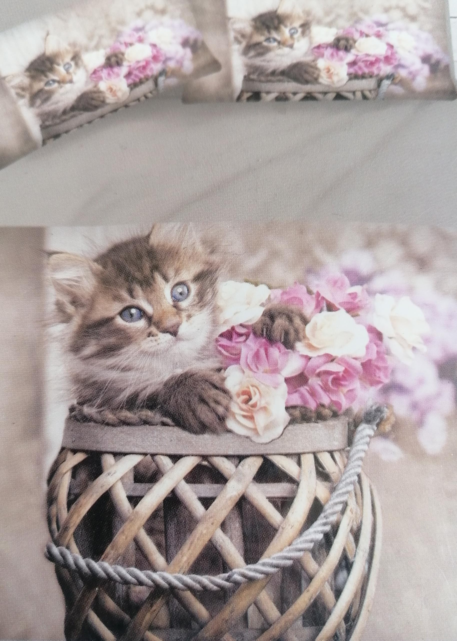 Juego de sábanas para Cama de Matrimonio, Ropa Cama con diseño de Gato, Puro algodón Natural, 100% !