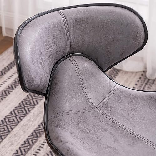 Miniatura 5 de Roundhill Furniture Masaccio Weathered Grey Airlift - Taburete giratorio ajustable con base cromada, juego de 2