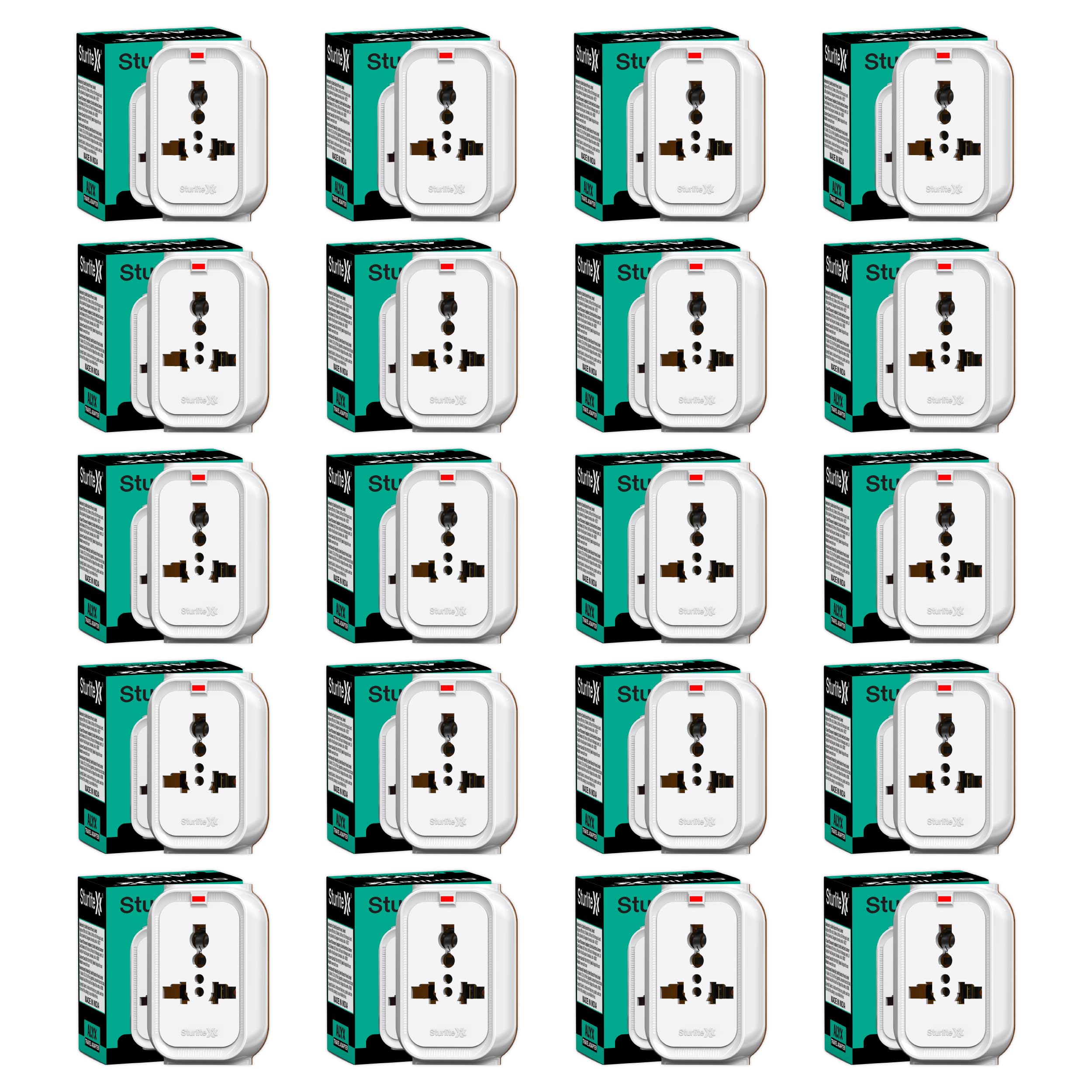 Sturlite Alyx 3 Pin Plug| 2-Pin & 3-Pin Socket| Universal AC Travel Adapter| ABS Strong Body Socket| Compact Converter Plug for Travel, Home & Office Use - (Pack of 20)-picture-7