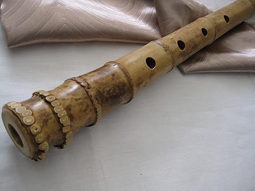 Miniatura 5 de 1.8 Zen Shakuhachi. Instrumento pentatónico. w. Boquilla de bambú natural y extremo de raíz.