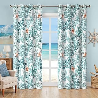 12 Teal Curtains Living Room Ideas for Fresh Rich Color 21 Coastal Beach Curtains 2 Panels Set Nautical Ocean Patterned Themed Ther...