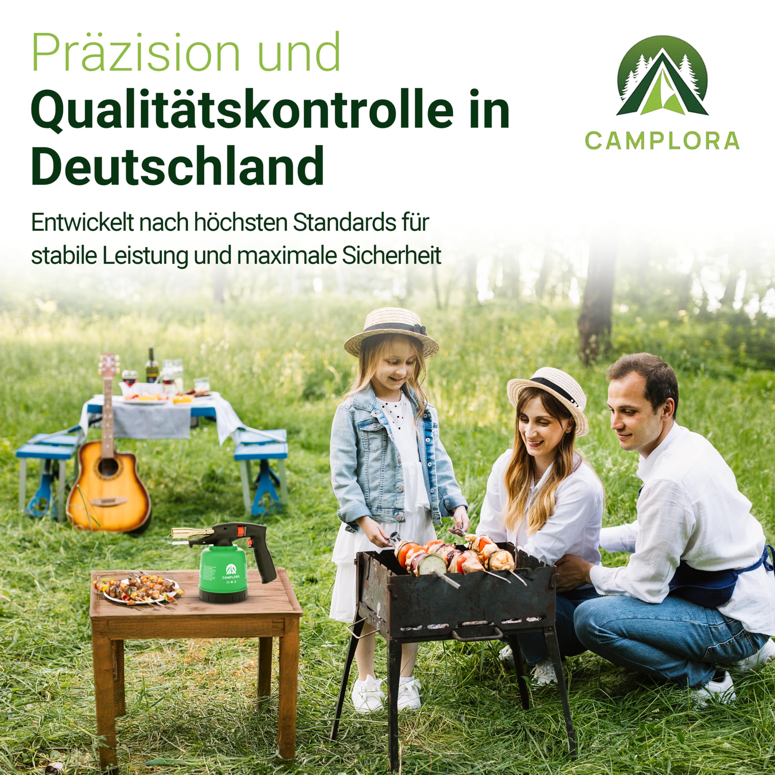 CAMPLORA Chalumeau avec allumage piézoélectrique et 10 cartouches de 190 g, brûleur à gaz pour atelier, fer à souder Bunsenbrenner
