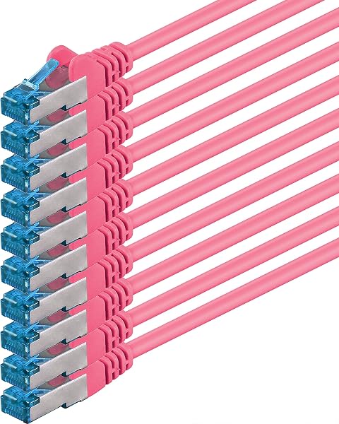 1aTTack.de CAT6a Cat6 Cat6 Network Cable 1.5m 10Gbps | magenta - 10 pieces | CAT 6a | S-FTP | double shielded - 1