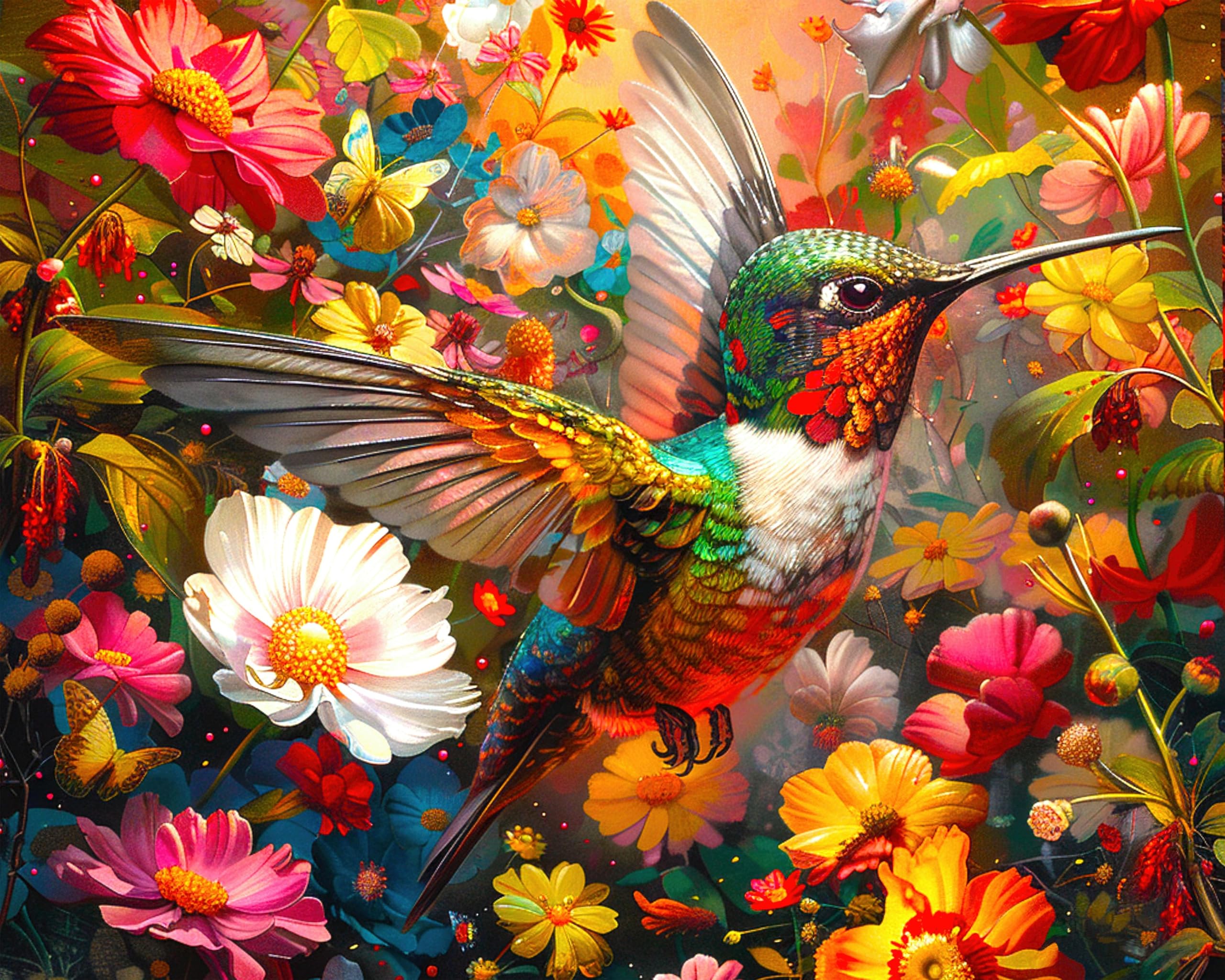 Springbok Hummingbird Dream 1000 Piece Puzzle for Adults - Featuring a Vivid Hummingbird and Flowers