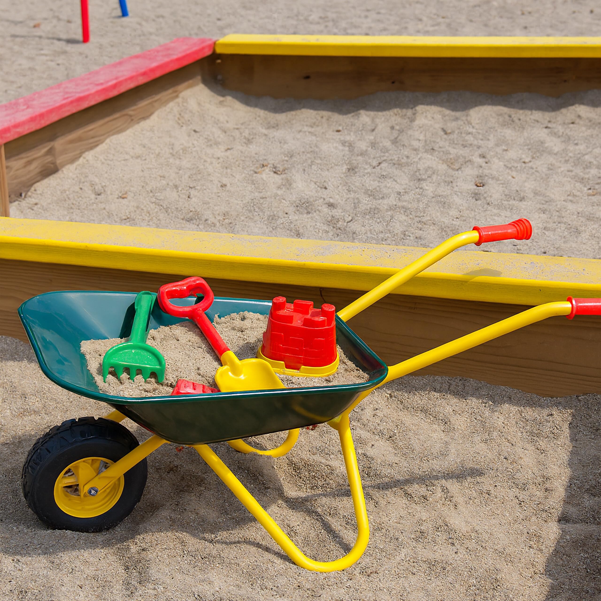 Relaxdays Carriola per Bambini, Manici gommati, A x L x P: 43 x 74 x 36 cm, Metallo, plastica, Verde