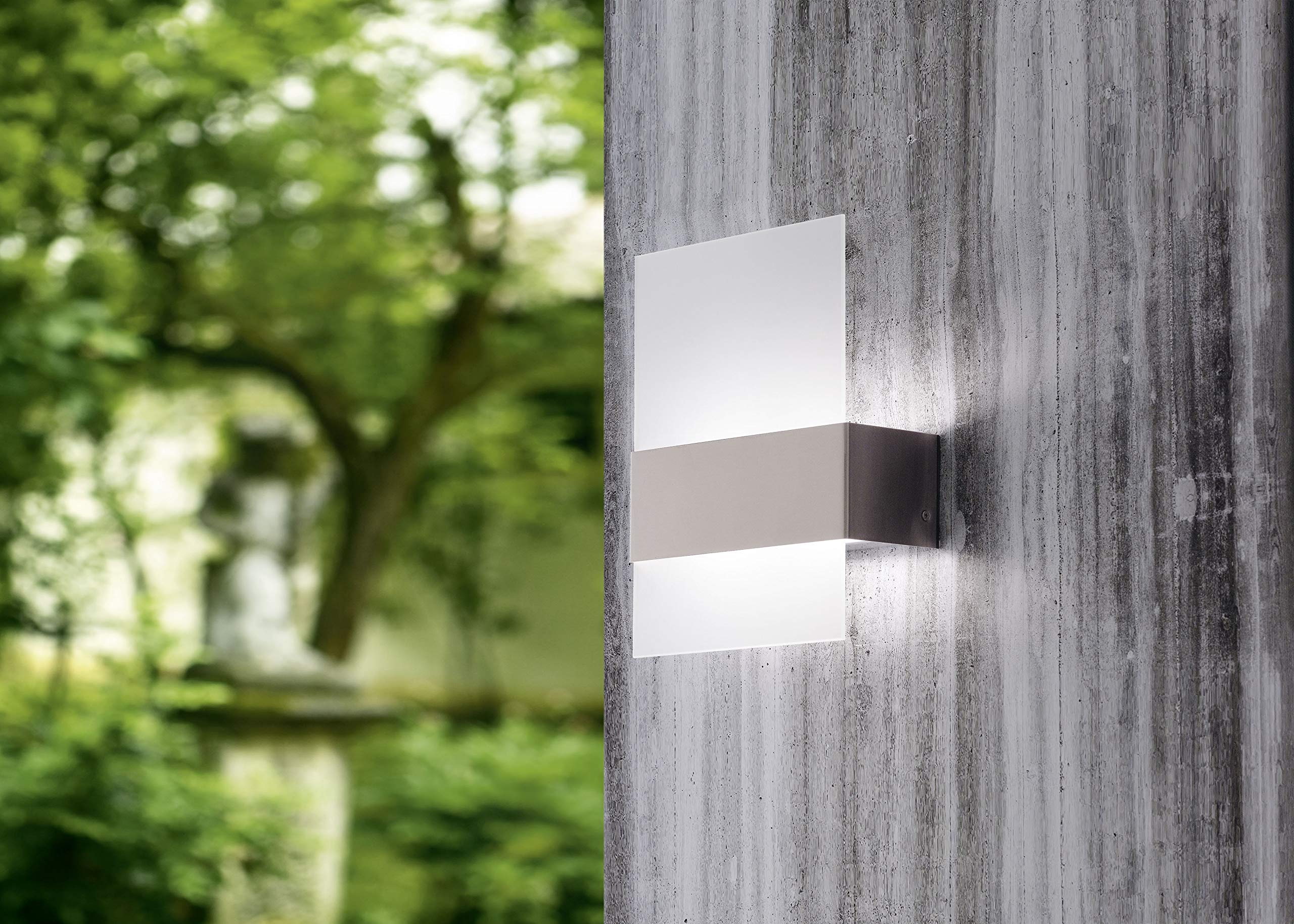 Buitenwandlamp Linus, grafiet, sensor, roestvrij staal, glas, E27