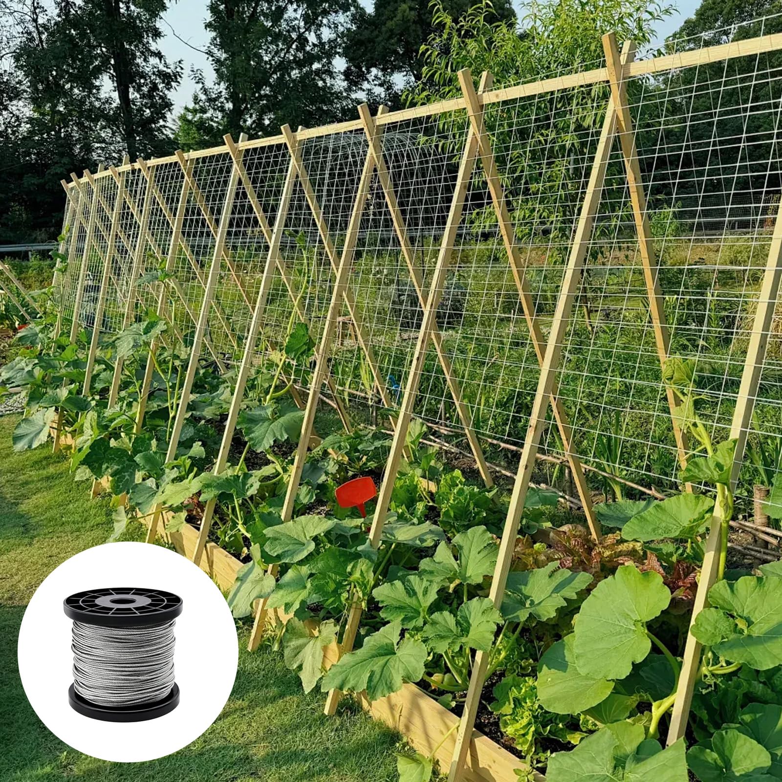 Câble Métallique en Acier Inoxydable,Kit de Câble Métallique 100m,Cables Acier Inox 1.5 mm,Noyau 7 x 7 Brins,pour Outdoor Suspension,Corde a Linge,Plante Grimpante