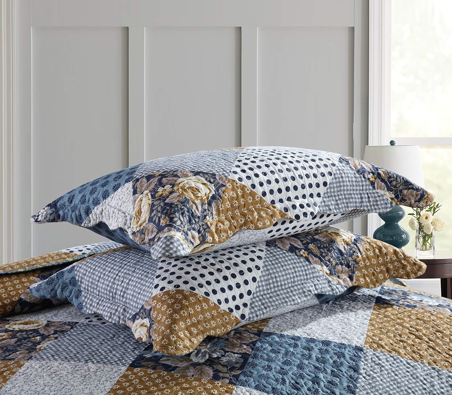 Travan 3-Piece Queen Quilt Sets with Shams Oversized Bedding Bedspread Reversible Soft Coverlet Set, Queen Size - Image 5