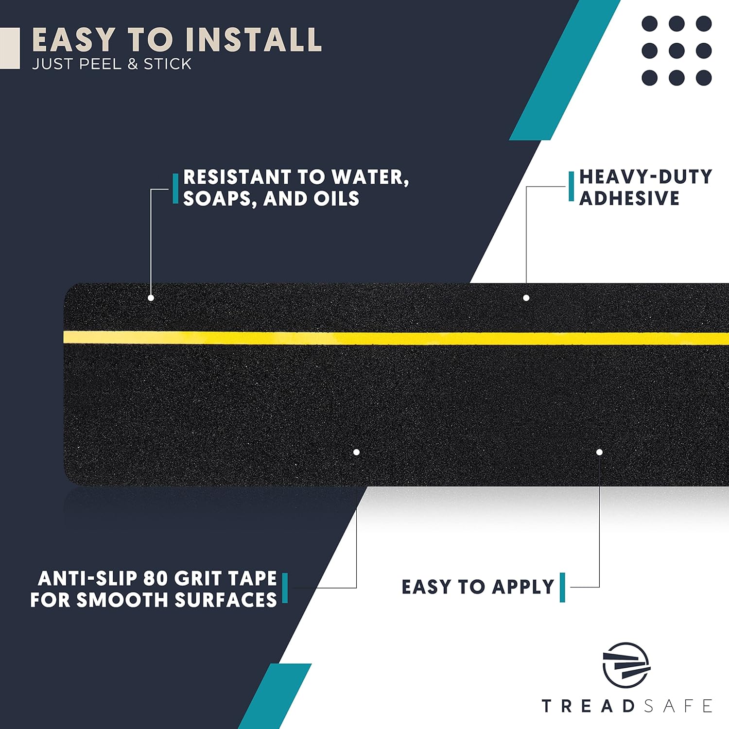 TREADSAFE (10-Pack Anti Slip Grip Traction Tape |Black Pre-Cut Anti-Slip Grip Tape | Black Anti-Slip Indoor Outdoor Strips | Easy Install (Reflective 4"x30" - 10 Pack)